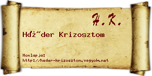 Héder Krizosztom névjegykártya